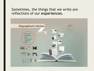 Sometimes, the things that we write are
reflections of our experiences.
 