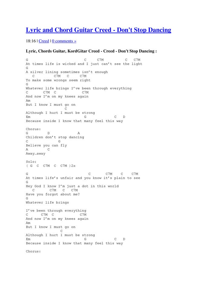 Chord Gitar Creed My Sacrifice