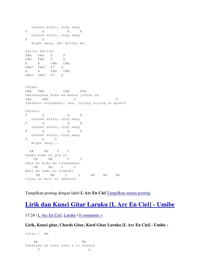 Lyric And Chord Guitar L Arc N Chiel Lyric And Chord Guitar L Arc N Chiel