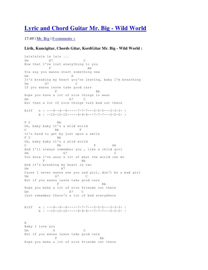 Lyric And Chord Guitar Mr Big