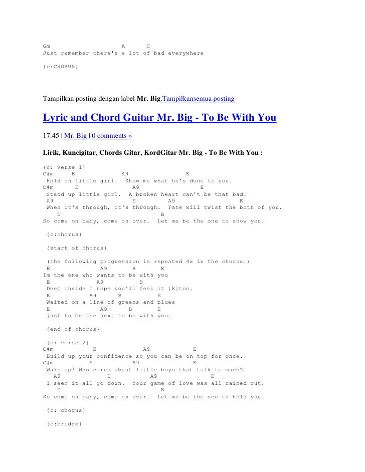 Lyric And Chord Guitar Mr Big Lyric And Chord Guitar Mr Big