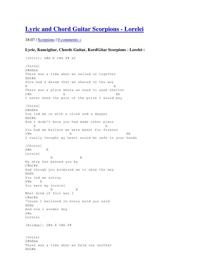 Lyric And Chord Guitar Scorpions