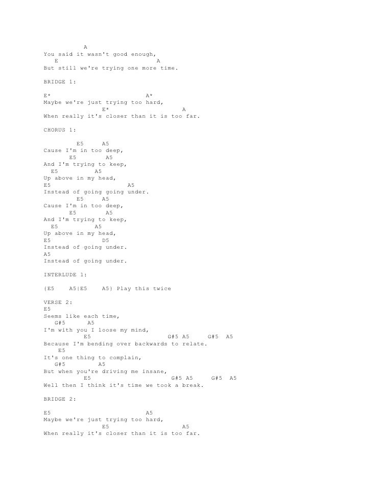 Lyric And Chord Sum41