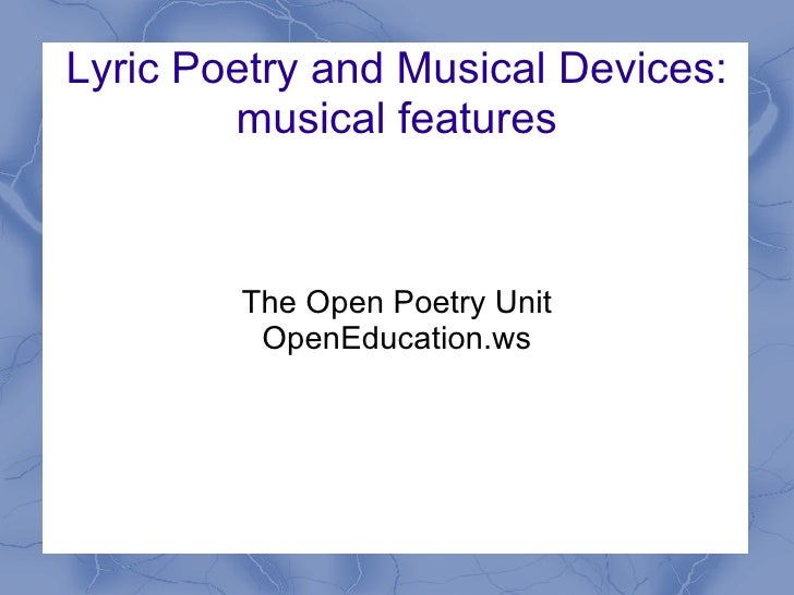Lyric and Musical Devices musical features