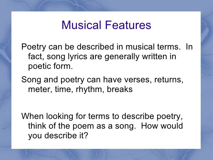 Lyric and Musical Devices musical features