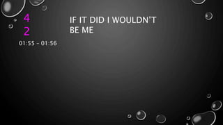 4
2
IF IT DID I WOULDN’T
BE ME
01:55 – 01:56
 