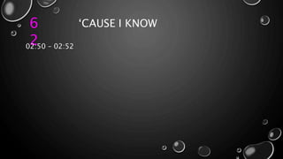 6
2
‘CAUSE I KNOW
02:50 – 02:52
 