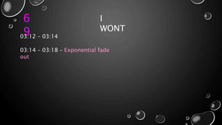 6
9
I
WONT
03:12 – 03:14
03:14 – 03:18 – Exponential fade
out
 
