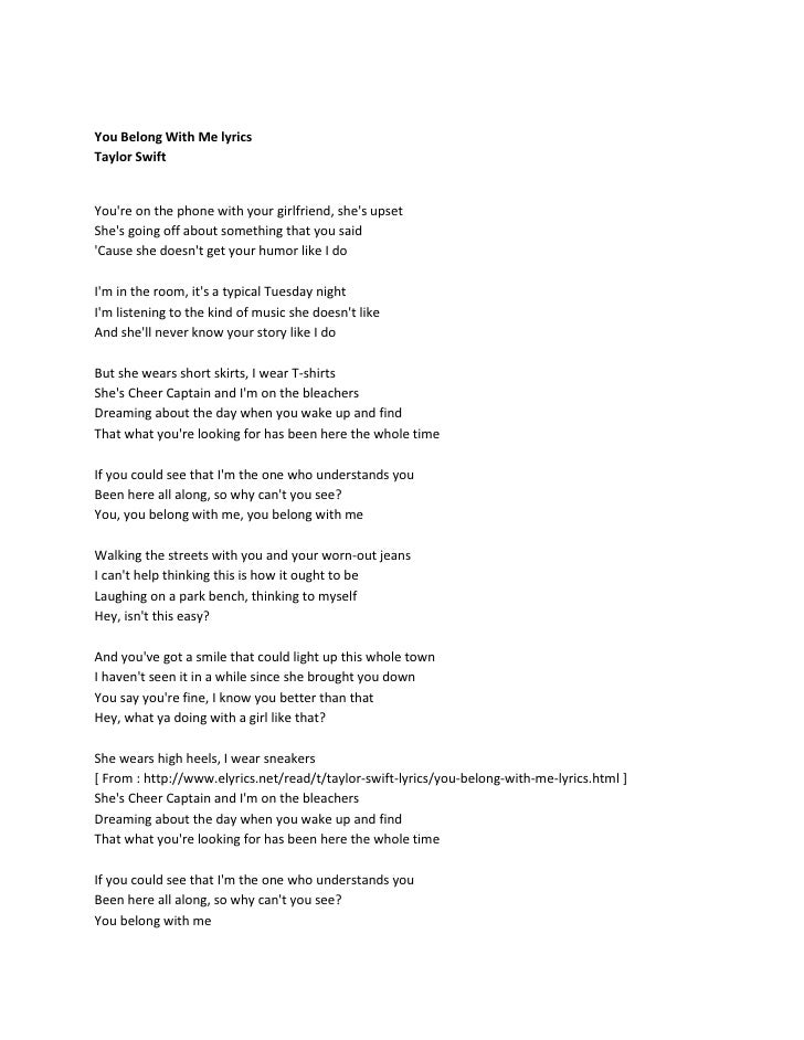 eras tour you belong with me lyrics