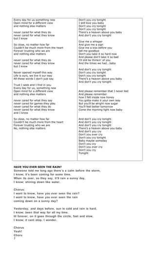 Justin Bieber Lyrics: Down To Earth Lyrics, PDF
