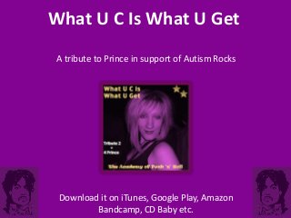 What U C Is What U Get
A tribute to Prince in support of Autism Rocks
Download it on iTunes, Google Play, Amazon
Bandcamp, CD Baby etc.
 