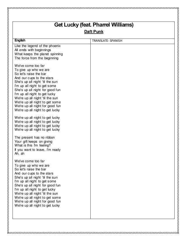 Lyrics... get lucky