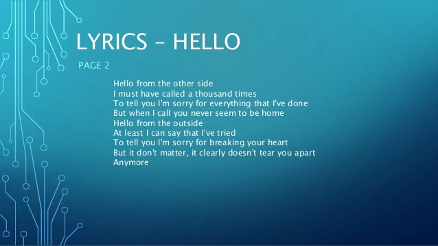 Lyrics Hello Presentation
