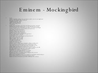 Eminem- Mockingbird Lyrics 