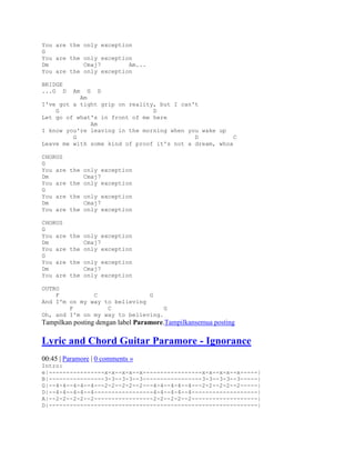 The Only Exception Guitar Chord