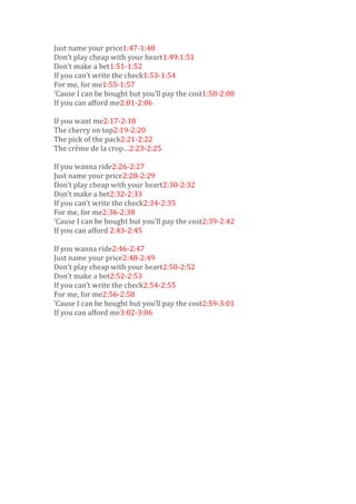 Lyrics if you can afford me PDF