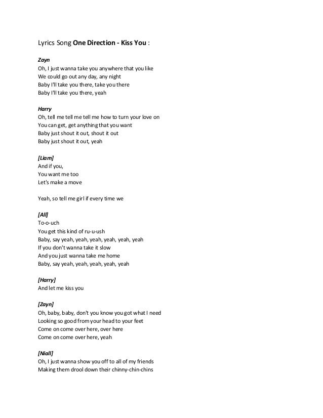 Lyrics Song One Direction Lyrics Song One Direction