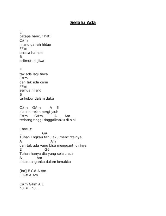 Lyrik Lagu Selalu Ada