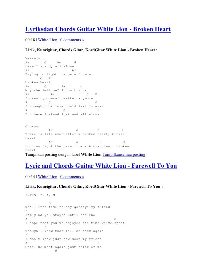 Lyriks Dan Chords Guitar White Lion
