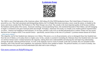 Lysistrata Analysis Essay | PPT