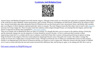 Lysistrata Analysis Essay | PPT