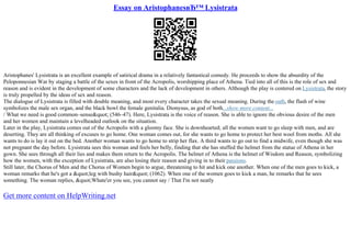 Lysistrata Analysis Essay | PPT