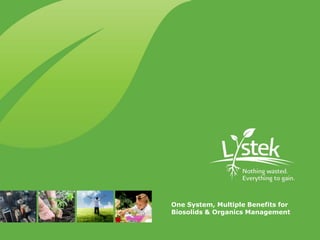 One System, Multiple Benefits for
Biosolids & Organics Management
 