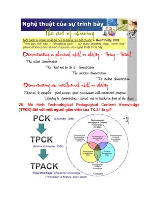 20. Mô hình Technological Pedagogical Content Knowledge
(TPCK) đối với một người giáo viên của TK.21 là gì?
 