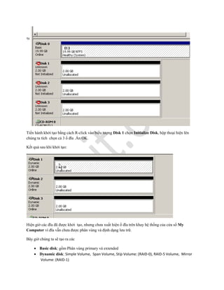 Ly thuyet và thuc hanh basic disk, dynamic disk( raid 0, raid 1, raid 5 ...
