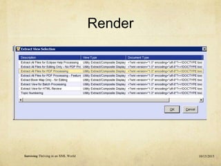 Render
10/15/2015Surviving Thriving in an XML World
 