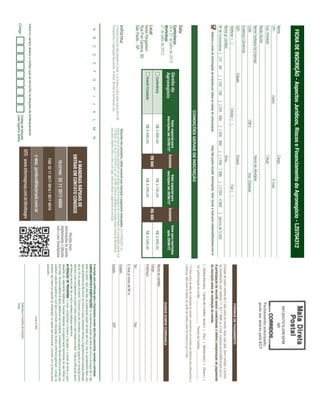FICHA DE INSCRIÇÃO - Aspectos Jurídicos, Riscos e Financiamento do Agronegócio - LZ0704312
                                                                                                                                                                                                                                                             9912247475-DR/SPM
 Nome:                                                                                                               Cargo:                                                                                                                                          IIR
 CPF:                                                           Depto.:                                                                   E-mail:
 Sup. Imediato:                                                                                                      Cargo:
                                                                                                                                                                                                                                                          Fechamento autorizado,
 Razão Social:                                                                                                                                                                                                                                            pode ser aberto pela ECT
 Nome Fantasia da Empresa:                                                                                           Ramo de Atividade:
 CCM:                                                                                 CNPJ:                                      Insc. Estadual:
 Endereço Comercial:
 CEP:                                         Cidade:                                                                Estado:
                                                                                                                                                                                                                                                          FORMAS DE PAGAMENTO
 Telefone: ( )                                                              Celular: ( )                                                       Fax: ( )
 Nome p/ contato:                                                                                                    Área:                                                                                           Emissão de boleto restrita até 3 dias antes do evento. Após esta data, favor contatar a Central
 Nº de Funcionários: [ ] 01 - 99               [ ] 100 - 199         [ ] 200 - 499         [ ] 500 - 999         [ ] 1.000 - 1.999           [ ] 2.000 - 4.999           [ ]acima de 5.000                           de Atendimento pelo telefone 11 3017 6888 ou e-mail customer.service@ibcbrasil.com.br.
      Autorizo o envio de informações da empresa por todos os canais de comunicação.                      Caso não queira receber informações, favor enviar e-mail para cadastro@ibcbrasil.com.br
                                                                                                                                                                                                                     A participação do inscrito estará condicionada à efetiva comprovação de pagamento
                                                                                                                                                                                                                     da inscrição antes da realização do evento.
                                                                                                                                                                                                                     [ ] Boleto Bancário Cartão de Crédito: Amex [ ] Visa [ ] Mastercard [ ] Diners [ ]
                                                                                                                                                                                                                     Tel. p/Informação do cartão: ______________ Pessoa de Contato: _________________
                                                                              CONDIÇÕES GERAIS DE INSCRIÇÃO
                                                                                                                                                                                                                     *10 dias antes da data de realização do evento, entraremos em contato por telefone para efetuarmos a
                                                                                                                                                                                                                     cobrança. Não envie os dados de cartão de crédito neste formulário ou por e-mail.
Data:
Conferência:                                  Direito do
26 e 27 de julho de 2012                                                              Valor especial para                Valor especial para                                        Valor para inscrições
                                              Agronegócio                          inscrições até 25/05/12* Economize inscrições até 29/06/12* Economize                               após 29/06/12
Workshop:                                                                                                                                                                                                                                                DADOS SOBRE COBRANÇA
27 de julho de 2012
                                                Conferência                                                                                                                                                          Nome do contato:
                                                                                           R$ 2.995,00                                   R$ 3.195,00                                     R$ 3.495,00
                                                                                                                     R$ 500                                          R$ 300                                          Cargo:
Local:
Hotel Pergamon                                  Evento Completo                            R$ 4.095,00                                   R$ 4.295,00                                     R$ 4.595,00                 Endereço:
Rua Frei Caneca, 80
São Paulo - SP                                                                                                                                                                                                       Tel.:                                                   Fax:
                                                                                                                                                                                                                     E-mail p/ envio de NF-e:
                                                                                            *Desconto não cumulativo, válido somente para inscrição e pagamento antecipados. (1) ATENÇÃO: Os                         Cidade:
 O Informa Group plc está presente no Brasil e na America Latina pelas marcas IBC e IIR.    valores incluem os impostos que devem ser recolhidos pela fonte pagadora em conformidade com a legislação vigente (Lei
 Planejamento e Organização dos eventos no Brasil: IIR Informa Seminários Ltda.             116/2003, art. 5º da Lei 10.925/04 e art. 647 do RIR). Pedimos a gentileza de contatar nossa central de atendimento      Estado:                                                 CEP:
                                                                                            para obter detalhes sobre o valor a ser pago, antes de efetuar o pagamento da inscrição.
   A       B       C      D       E       F      G       H       I     J      K       L     M       N                                                                                                                A inscrição será conﬁrmada após a Organizadora receber esta ﬁcha preenchida, assinada e carimbada.
                                                                                                                                                                                                                     CANCELAMENTOS E SUBSTITUIÇÕES: Os cancelamentos podem ser feitos sem ônus ou encargos até 10 dias
                                                                                                                                                                                                                     antes do evento. Após esta data, as substituições podem ser feitas sem ônus, mas os cancelamentos terão uma
                                                                                                                                                                                                                     taxa administrativa de R$ 500,00. Em todos os casos, solicitamos informar a Organizadora sobre qualquer alteração
                                                                                                                       4 MANEIRAS RÁPIDAS DE                                                                         até às 12h da véspera do evento. Os inscritos que não cancelarem sua participação segundo as condições acima
                                                                                                                    ENTRAR EM CONTATO CONOSCO                                                                        descritas, e não comparecerem ao evento, serão cobrados no valor integral acordado. Todas as notiﬁcações devem
                                                                                                                                                                                          Receba mais                ser feitas por escrito pelo fax, e-mail ou endereço indicados nesta ﬁcha.
                                                                                                                                                                                     informações do evento           ALTERAÇÃO DE PROGRAMA: O nosso compromisso é fornecer a discussão e o estudo de temas e casos
                                                                                                                                                                                                                     relevantes por palestrantes habilitados. Eventuais alterações no programa serão decorrentes de caso fortuito ou
                                                                                                                                                                                     digitalizando o QRcode
                                                                                                                         TELEFONE: 55 11 3017-6888                                   com o seu Smartphone            força maior. Na eventualidade de algum palestrante não comparecer, envidaremos maiores esforços possíveis para
                                                                                                                                                                                                                     substituir o executivo ausente por outro apto a promover a discussão do tema conforme programado. Contudo, tal
                                                                                                                                                                                                                     empenho não implica em garantia da substituição. Ao assinar este documento, concordo com os termos acima
                                                                                                                       FAX: 55 11 3017-6918 / 3017-6919                                                              pactuados.
                                                                                                                    E-MAIL: juridico@ibcbrasil.com.br                                                                                                                  Local e Data
Insira no campo abaixo o código que se encontra na etiqueta de endereçamento
                                                                                                               SITE: www.informagroup.com.br/direitoagro                                                                                                  Assinatura e Carimbo da Empresa
                                                                                  Código da etiqueta
Código                                                                            Lado superior direito                                                                                                                                                   Cargo:
 