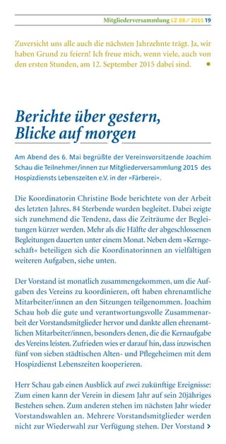 Hospizdienst Lebenszeiten 08/2015