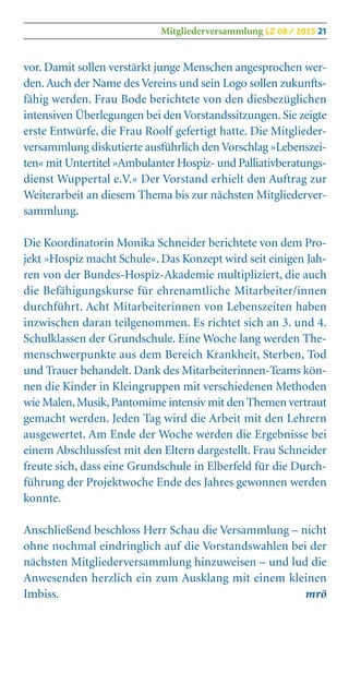 Hospizdienst Lebenszeiten 08/2015