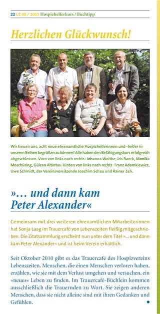 Hospizdienst Lebenszeiten 08/2015