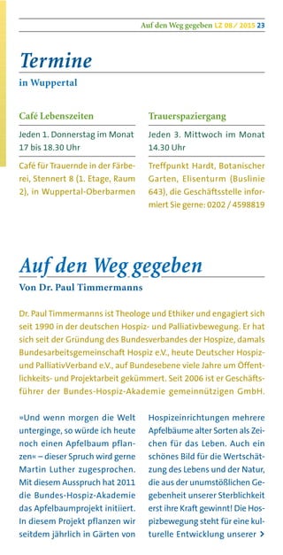Hospizdienst Lebenszeiten 08/2015