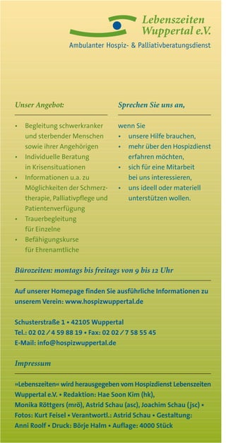 Hospizdienst Lebenszeiten 08/2015