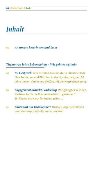 Hospizdienst Lebenszeiten 08/2015