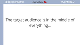 @abredenkamp #ConfabEU 
The target audience is in the middle of 
everything… 
 