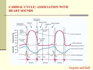 CARDIAC CYCLE: ASSOCIATION WITH
HEART SOUNDS
Guyton and Hall
 