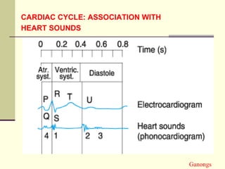CARDIAC CYCLE: ASSOCIATION WITH
HEART SOUNDS
Ganongs
 
