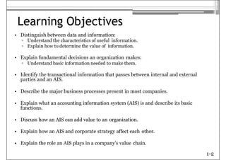 AIS Chapter 01 Overview Accounting Information System | PPTX