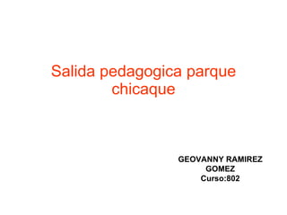 Salida pedagogica parque chicaque GEOVANNY RAMIREZ GOMEZ Curso:802 