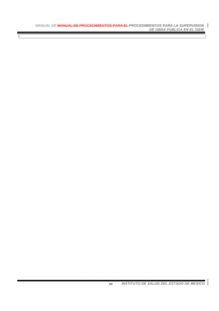 MANUAL DE MANUAL DE PROCEDIMIENTOS PARA EL PROCEDIMIENTOS PARA LA SUPERVISION
DE OBRA PUBLICA EN EL ISEM
INSTITUTO DE SALUD DEL ESTADO DE MEXICO49
 
