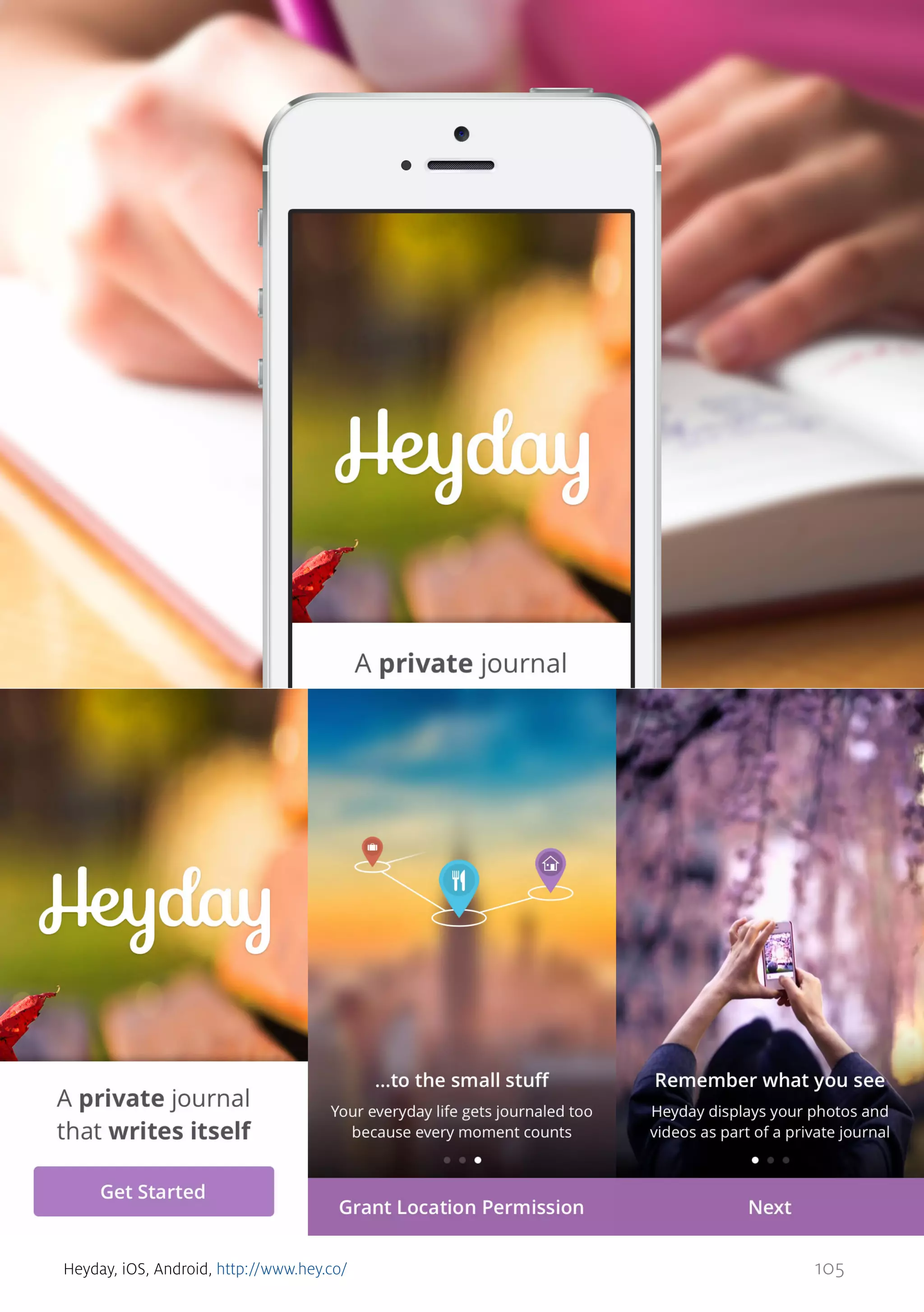 Heyday, iOS, Android, http://www.hey.co/

105

 