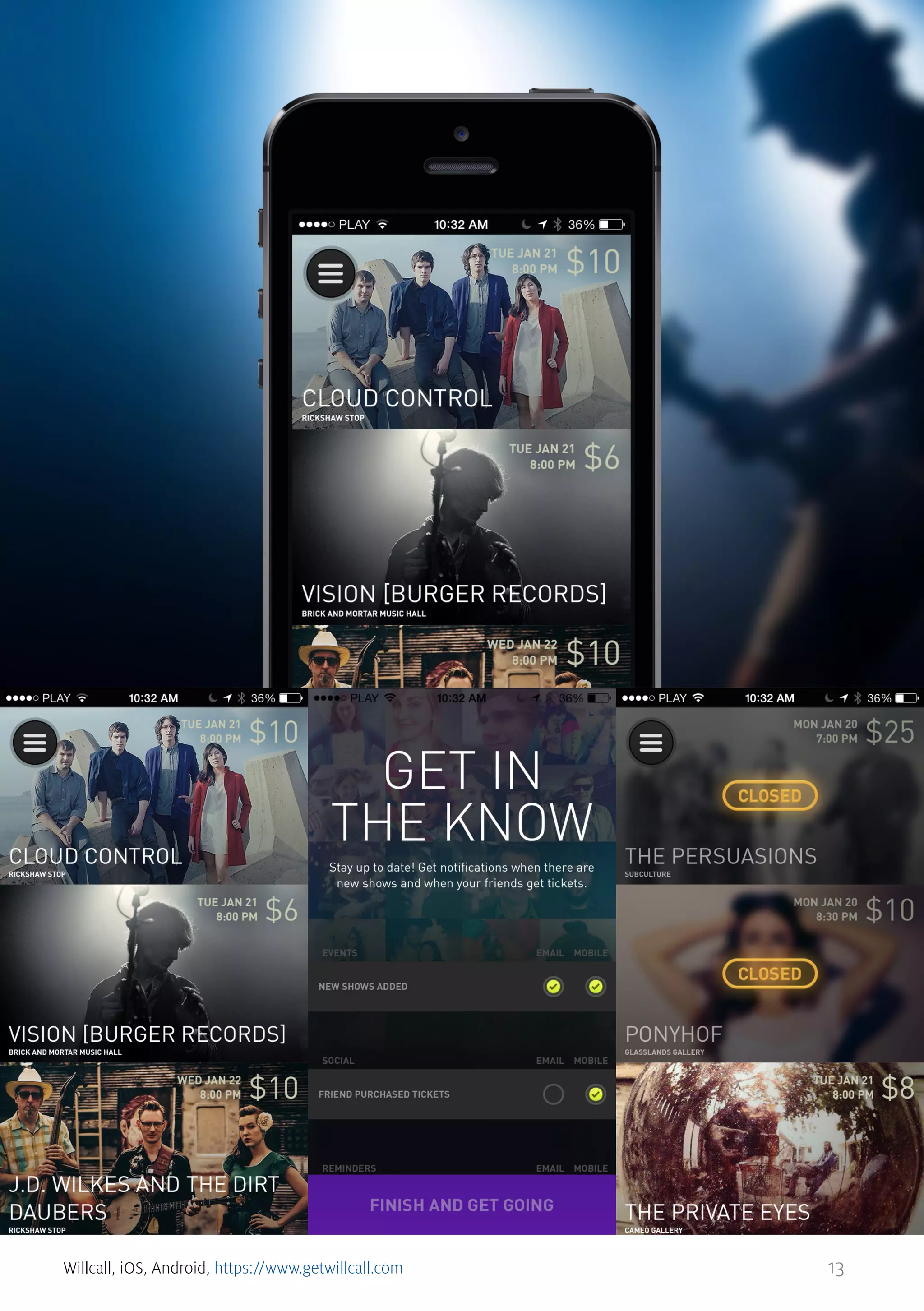 Willcall, iOS, Android, https://www.getwillcall.com

13

 