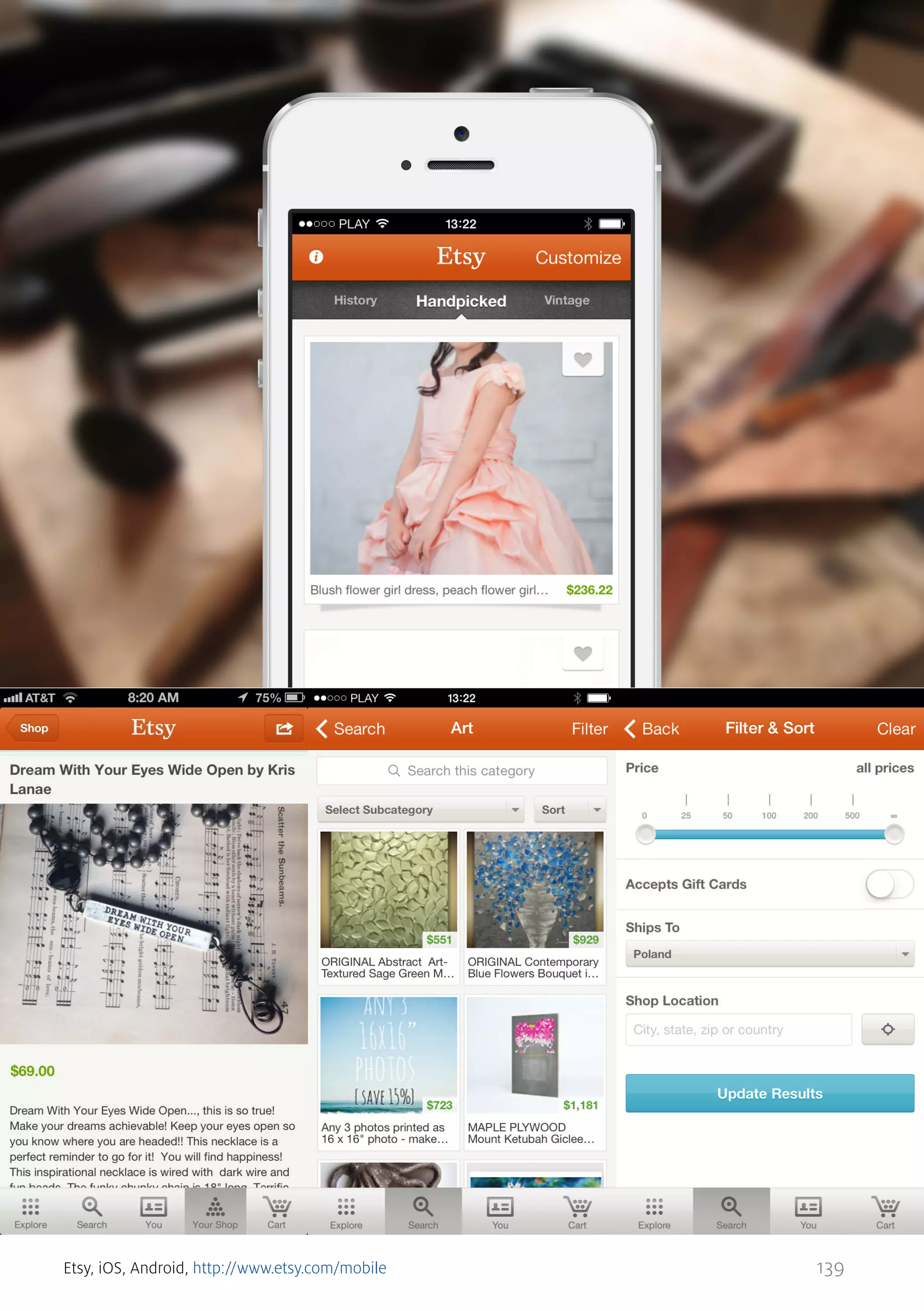 Etsy, iOS, Android, http://www.etsy.com/mobile

139

 