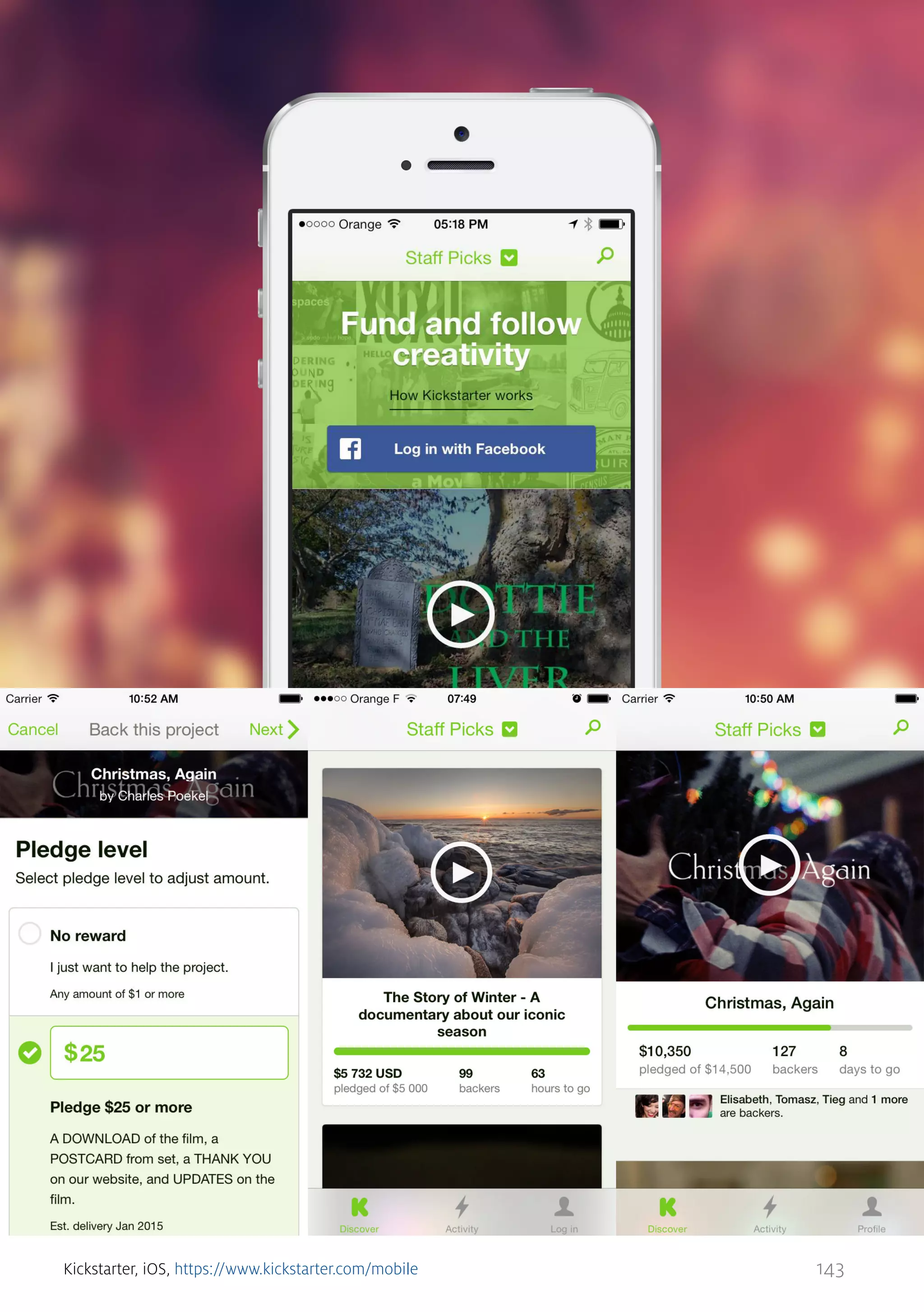 Kickstarter, iOS, https://www.kickstarter.com/mobile

143

 