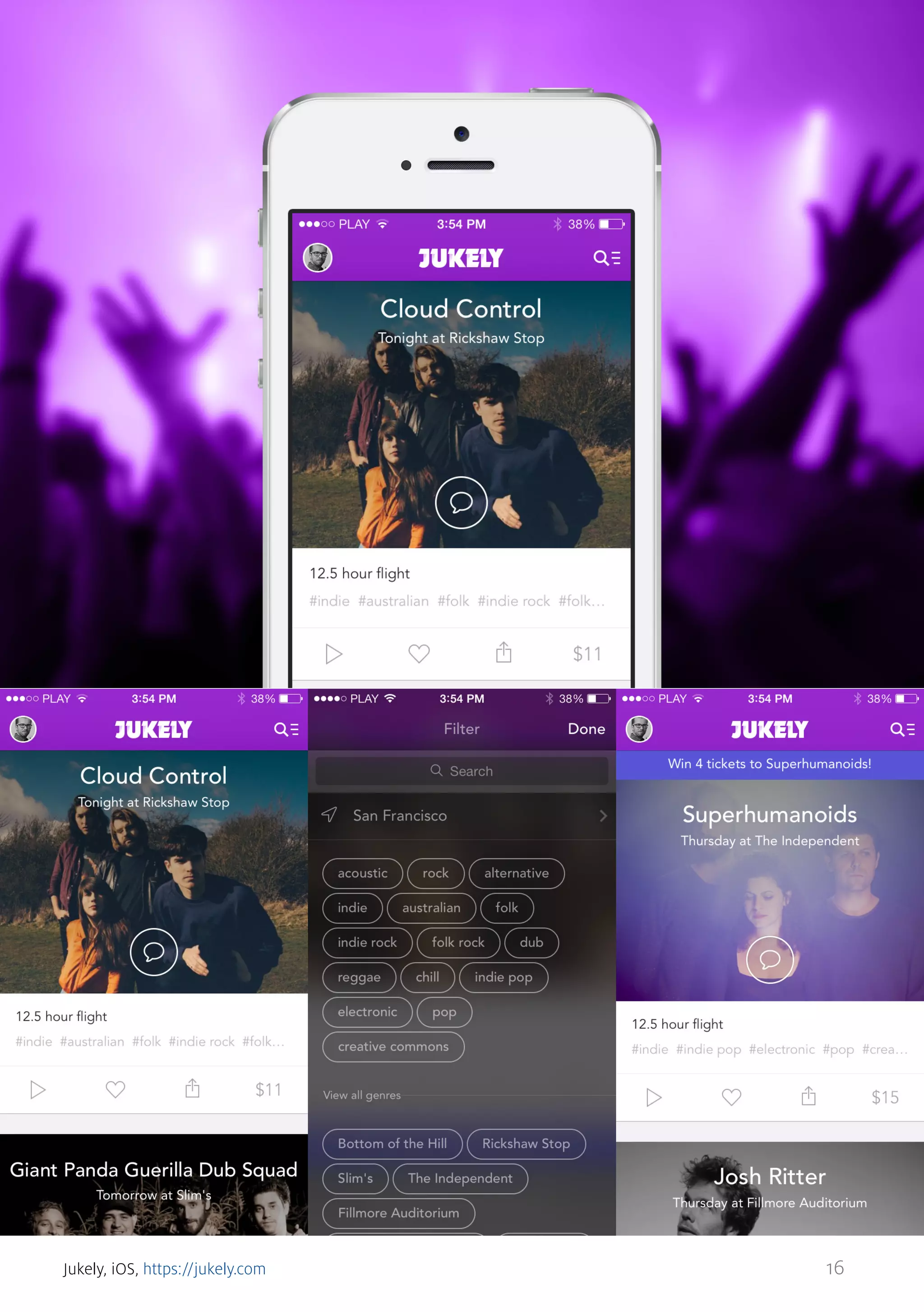 Jukely, iOS, https://jukely.com

16

 