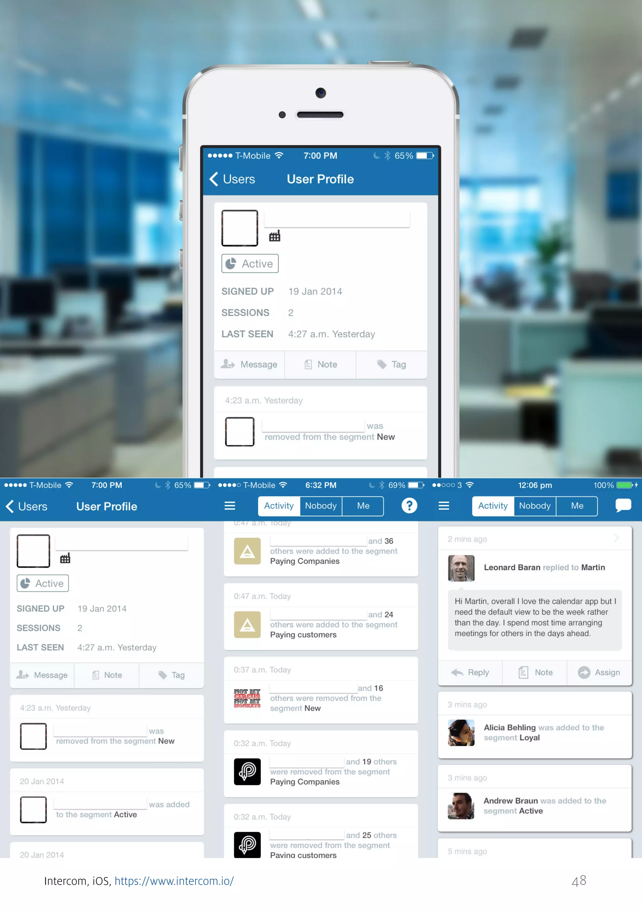 Intercom, iOS, https://www.intercom.io/

48

 