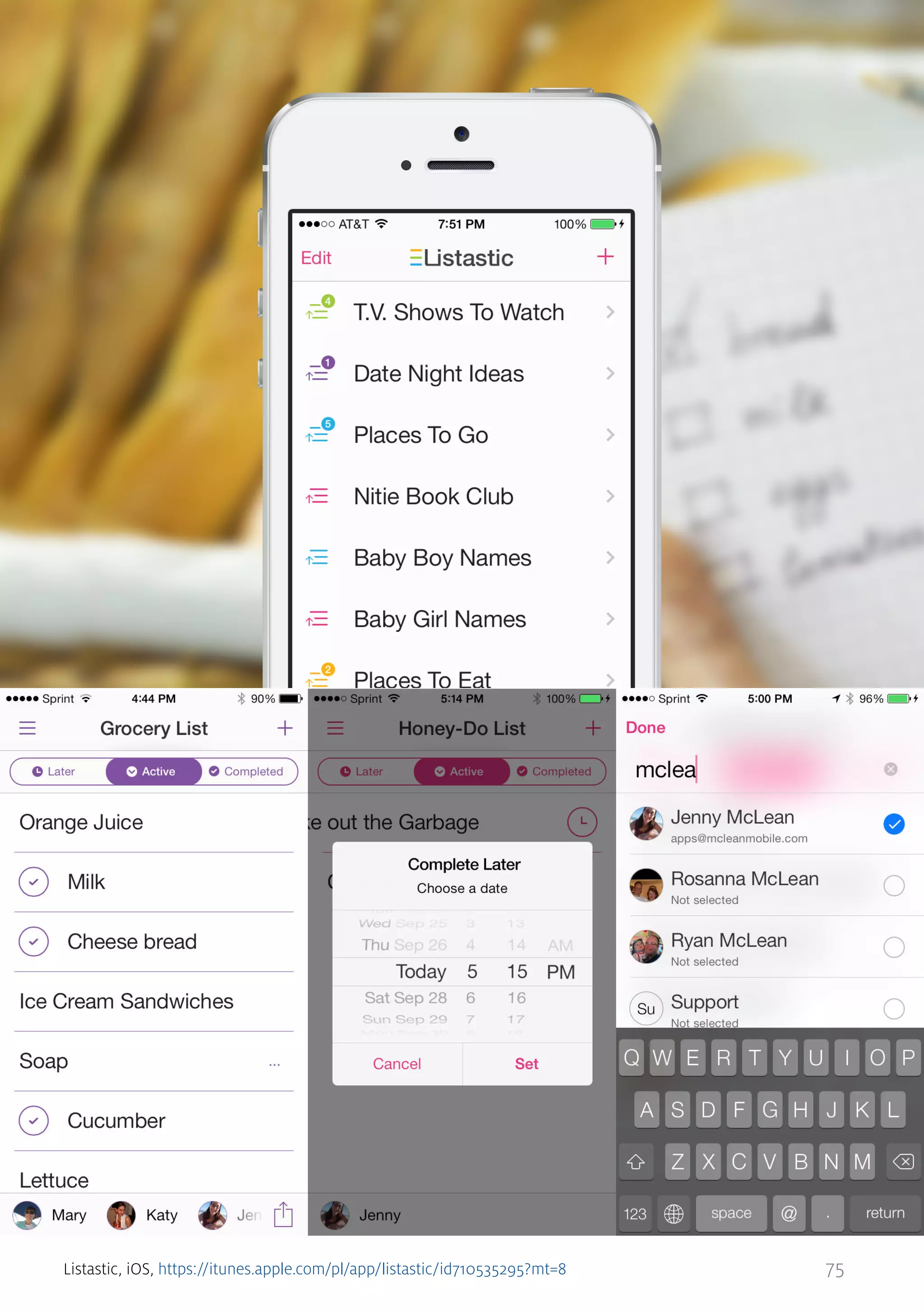 Listastic, iOS, https://itunes.apple.com/pl/app/listastic/id710535295?mt=8

75

 